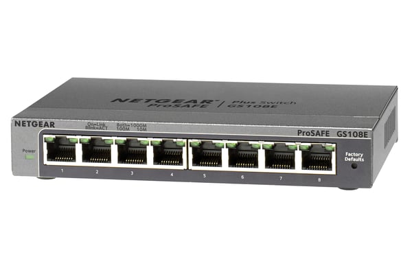 NETGEAR GS108E Hallittu Gigabit Ethernet (10/100/1000) Musta