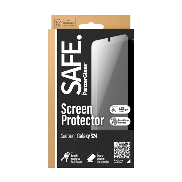 PanzerGlass SAFE. by ® Screen Protector Samsung Galaxy S24 | Ultra-Wide Fit w. EasyAligner Genomskinligt skärmskydd 1 styck