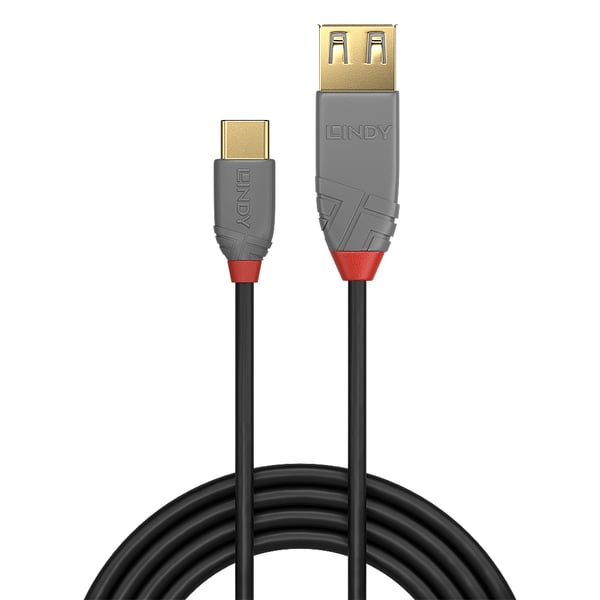 Lindy 36897 USB-kabel USB 2.0 0,15 m USB A USB C 0,48 Gbit/sek. Sort, Grå