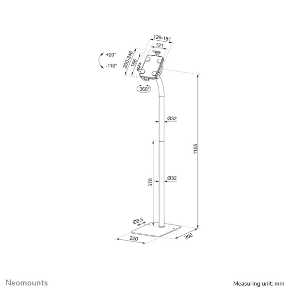 Neomounts FL15-625WH1 ställ och skyddsskal för surfplattor Vit 27,9 cm (11")