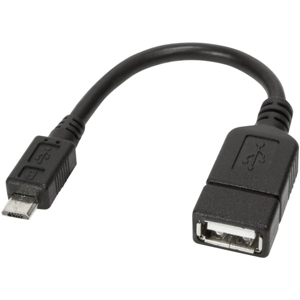 Techly 0.2m USB 2.0 Micro B - USB 2.0 A M/F USB-kabel 0,2 m Micro-USB B USB A 0,48 Gbit/sek. Sort