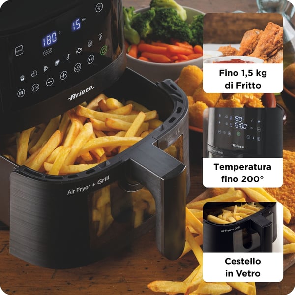 Ariete 4633/00 Single 4 l Fristående 1400 W Varmluftsfritös Svart