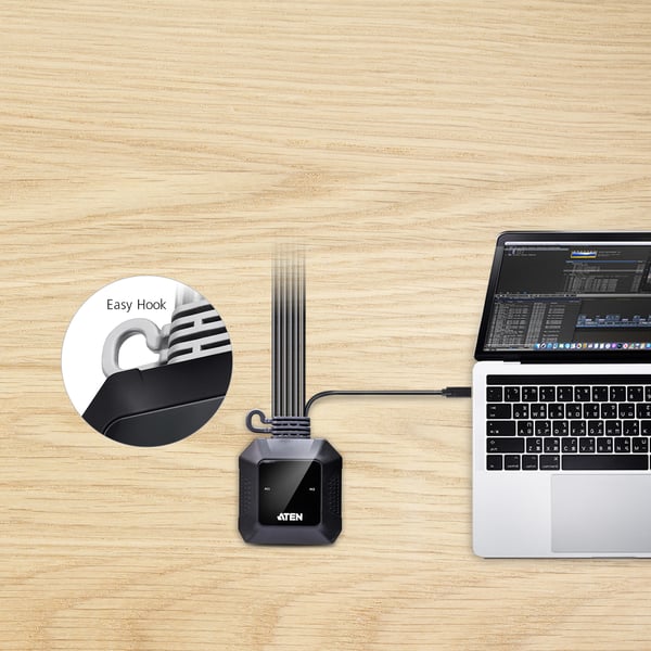 ATEN 2-portars USB-C DisplayPort Hybrid Kabel KVM-switch