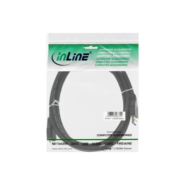 InLine 35405 USB-kabel USB 3.2 Gen 1 (3.1 Gen 1) 0,5 m USB A Micro-USB B 5 Gbit/sek. Sort
