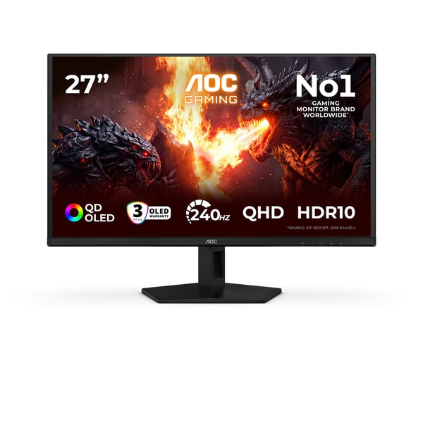AOC G4 Q27G41ZDF tietokoneen litteä näyttö 67,3 cm (26.5") 2560 x 1440 pikseliä Quad HD QD-OLED Musta, Punainen