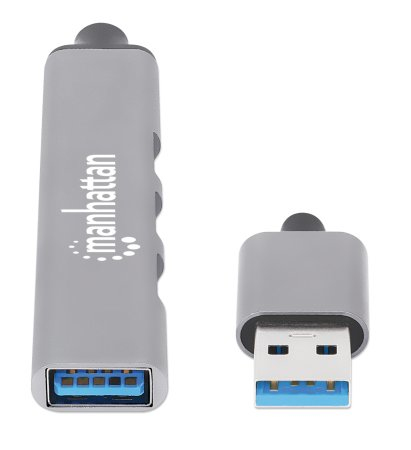 Manhattan 168427 gränssnittshubbar USB 3.2 Gen 1 (3.1 Gen 1) Type-A 5000 Mbit/s Grå