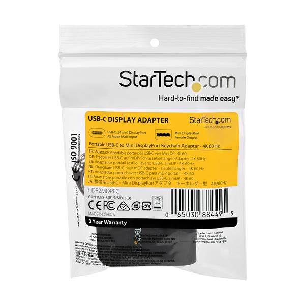 StarTech.com Bärbar USB-C till Mini DisplayPort-adapter med snabbkopplingsnyckelring