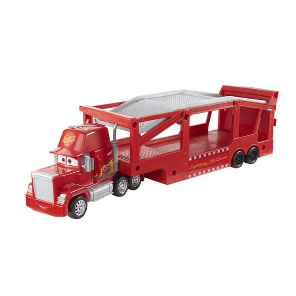 Disney Pixar Cars Långtradaren Mack från Disney och Pixars Bilar med ramp, 33 cm förvaring för 12 bilar