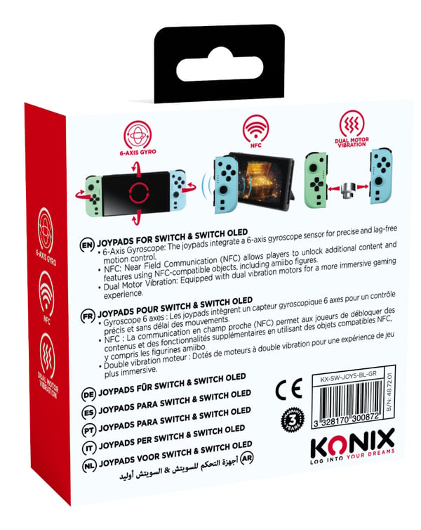 Konix 61889000053 Blå, Grøn Bluetooth Gamepad Analog Nintendo Switch, Nintendo Switch OLED