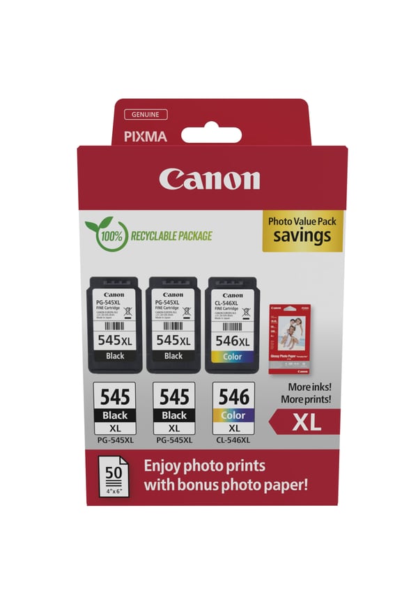 Canon 8286B015 mustekasetti 3 kpl Alkuperäinen Korkea (XL) värintuotto Musta, Syaani, Magenta, Keltainen