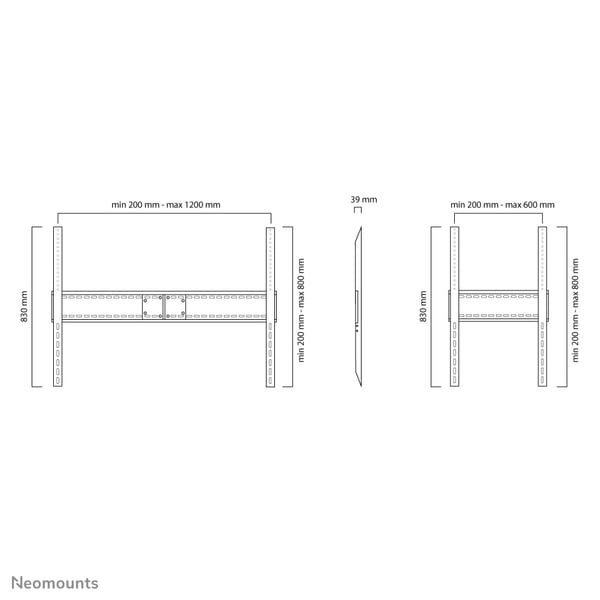 Neomounts LFD-W1500 TV-kiinnike 2,54 m (100") Musta
