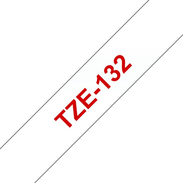 Brother TZE-132 etiketbånd Rød på transparent