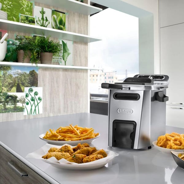 De’Longhi F44532CZ Enkelt 5 L Enkeltstående 3200 W Frituregryde Sort, Rustfrit stål