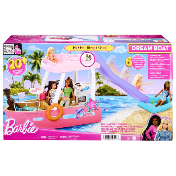 Barbie Dream Boat-lekset med pool, rutschkana och mer än 20 tillbehör