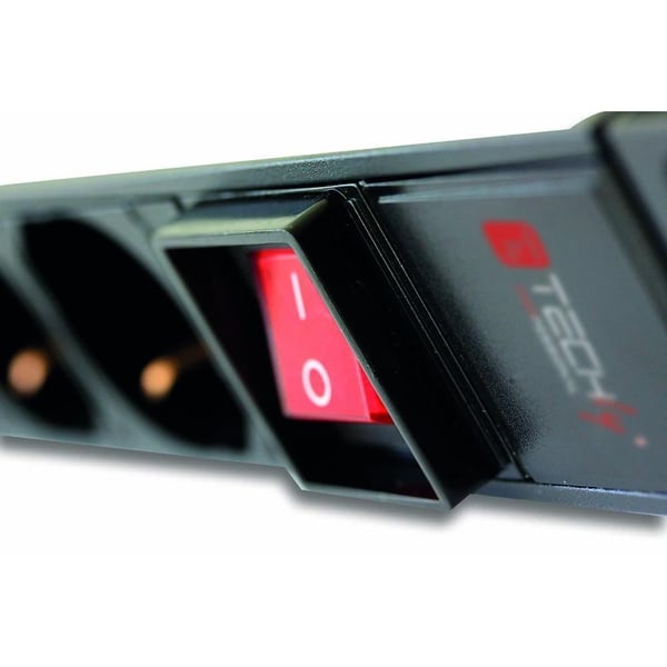 Techly 1HE I-CASE STRIP-81V stikdåse 2 m 8 AC stikkontakt(er) Indendørs Sort, Rød