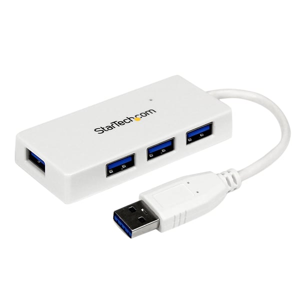 StarTech.com Bärbar SuperSpeed mini USB 3.0-hubb med 4 portar - 5Gbps - Vit