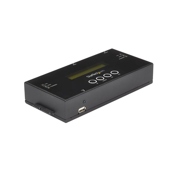 StarTech.com 1:1 fristående hårddisk-duplikator och -raderare, SAS- och SATA HDD/SSD-klonerare/-kopierare, hårddiskduplikator och -raderare, LCD-bildskärm, TAA-kompatibel