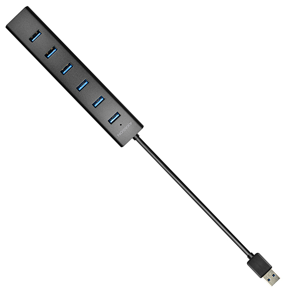 Axagon HUE-SA7BP gränssnittshubbar USB 3.2 Gen 1 (3.1 Gen 1) Type-A 5000 Mbit/s Svart