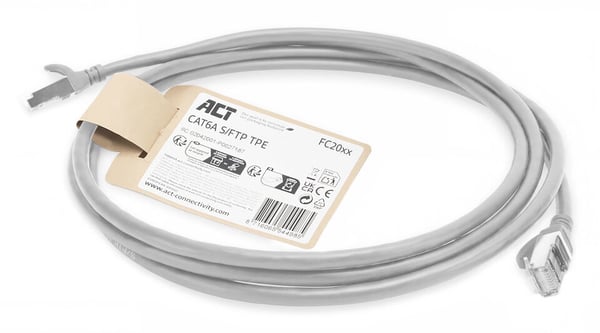 ACT FC2051 netværkskabel Grå 1,5 m Cat6a S/FTP (S-STP) Rund