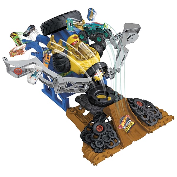 Hot Wheels Monster Trucks ARENA SMASHERS MEGA-WREX VS CRUSHZILLA TAKEDOWN Playset