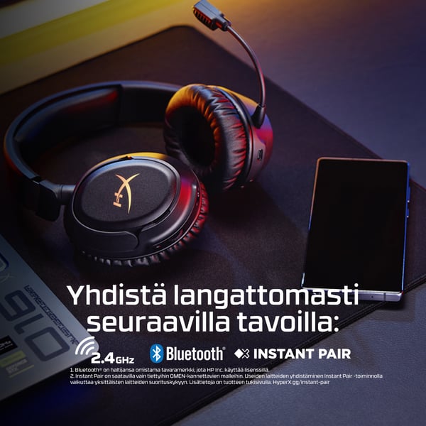 HyperX Cloud Flight 2 – langattomat pelikuulokkeet (valkoinen)