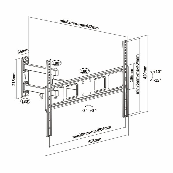 AISENS WT70TSLE-021 tv-fäste 177,8 cm (70") Svart