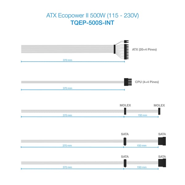 TooQ TQEP-500S-INT strömförsörjningsenheter 500 W 24-pin ATX ATX Silver