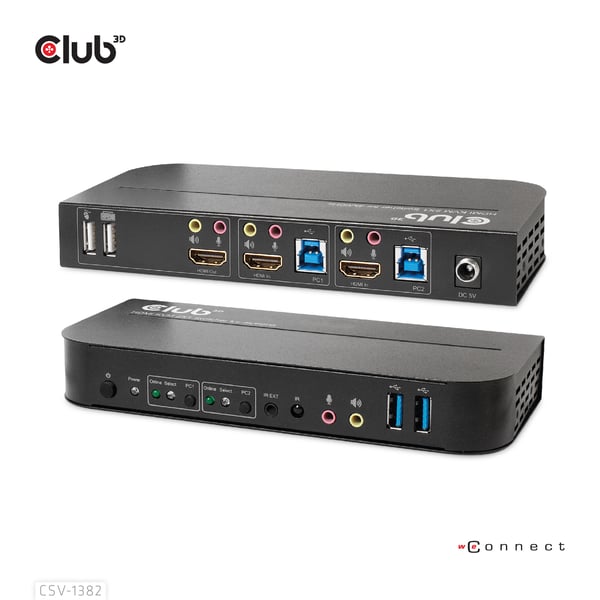CLUB3D CSV-1382 KVM-switchar Svart