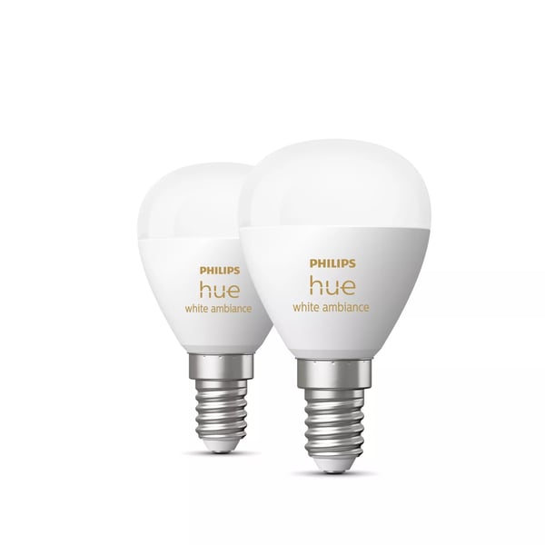 Philips Hue White ambiance Klotlampa – E14 smart ljuskälla – (2-pack)