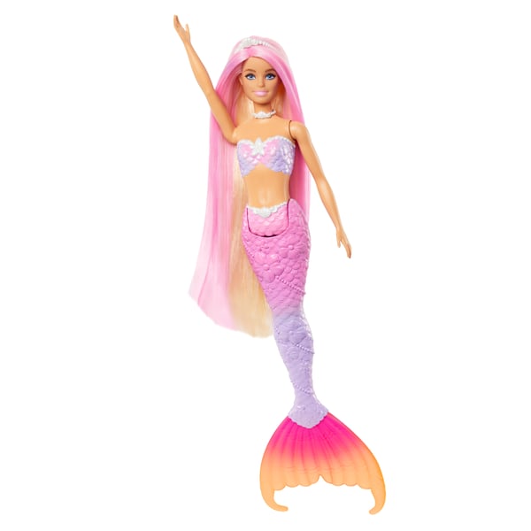 Barbie A Touch of Magic Malibu -merenneitonukke, jolla on värinvaihto-ominaisuus, lemmikkidelfiini ja stailaustarvikkeita