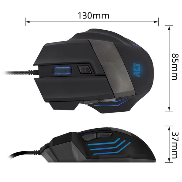 ACT AC5000 mus Spil Højre hånd USB Type-A Optisk 3200 dpi