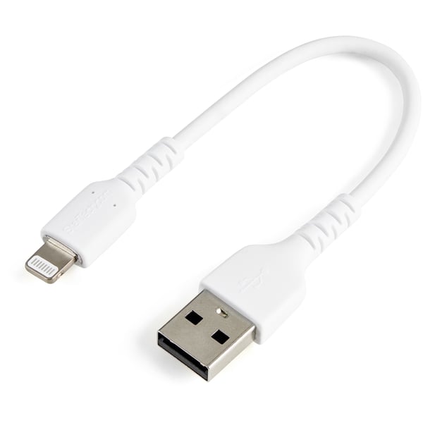 StarTech.com 15cm tålig, vitt USB-A till Blixtkabel - Hård, tålig aramifiber USB typ A till Blixtladdare/synkron strömsladd - Apple MFi-certifierad iPad/iPhone 12