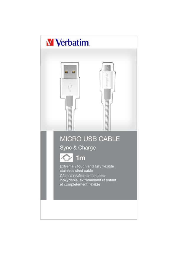 Verbatim Micro USB synkroniserings- og opladningskabel 100 cm, sølv