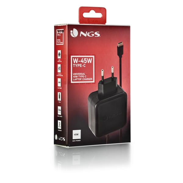 NGS ﻿﻿W-45W TYPEC Kannettava tietokone, Älypuhelin, Tabletti Musta AC Sisätila