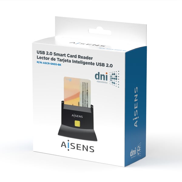 AISENS ASCR-SN05-BK läsare smarta kort inomhus USB USB 2.0 Svart
