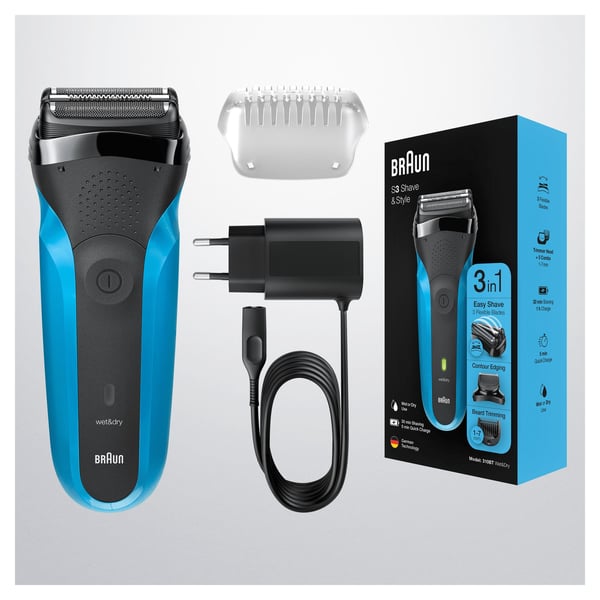 Braun Series 3 310BT Folie shaver Trimmer Sort, Blå