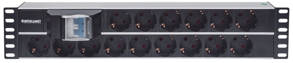 Intellinet 714051 strømforsyningsenhed (PDU) 15 AC stikkontakt(er) 2U Aluminium, Sort