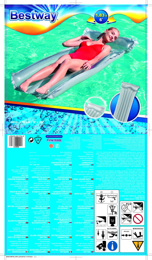 Bestway 44013 pool- och badmadrass Blå, Orange, Transparent, Gul Vinyl