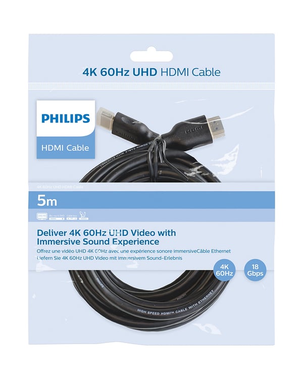 Philips SWV5551/00 HDMI-kaapeli 5 m HDMI-tyyppi A (vakio) Musta
