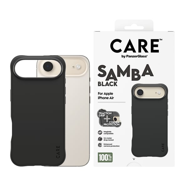 PanzerGlass CARE™ by ® Samba Case Black w. MagSafe iPhone Air matkapuhelimen suojakotelo Suojus Musta