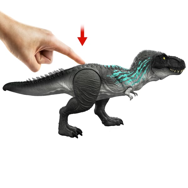 Jurassic World Muscle Madness Tyrannosaurus rex-actionfigur, T-rex med vokse- og brølefunktion