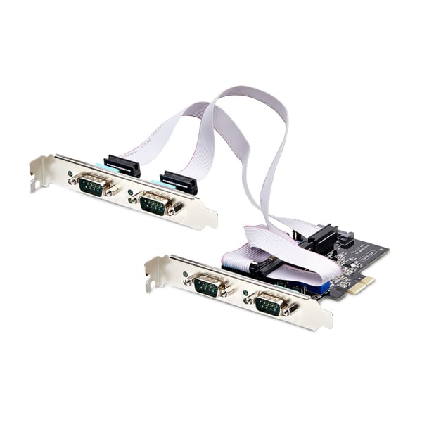 StarTech.com Seriellt PCIe-kort med 4 portar, PCI Express-kort med fyra portar till RS232/RS422/RS485 (DB9), lågprofilfäste, 16C1050 UART, Windows/Linux, TAA-kompatibel - nivå 4 ESD-skydd