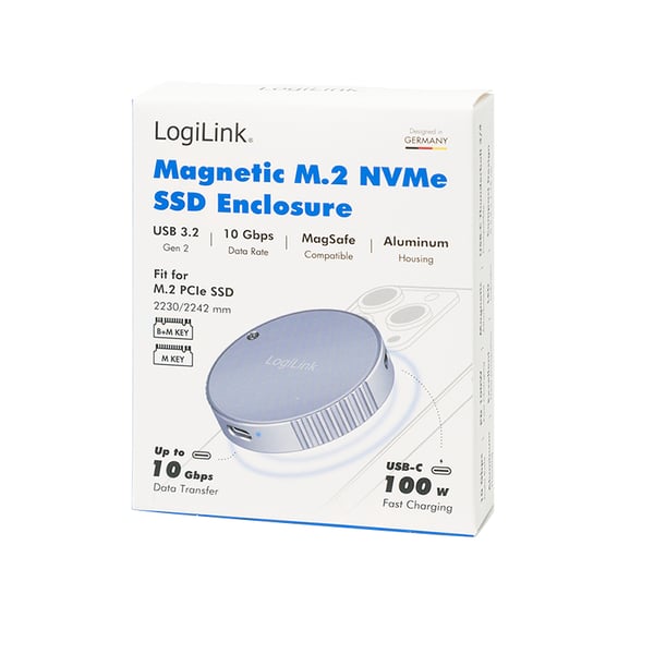 LogiLink UA0438 Hölje för lagringsenheter SSD-inkapsling Grå M.2