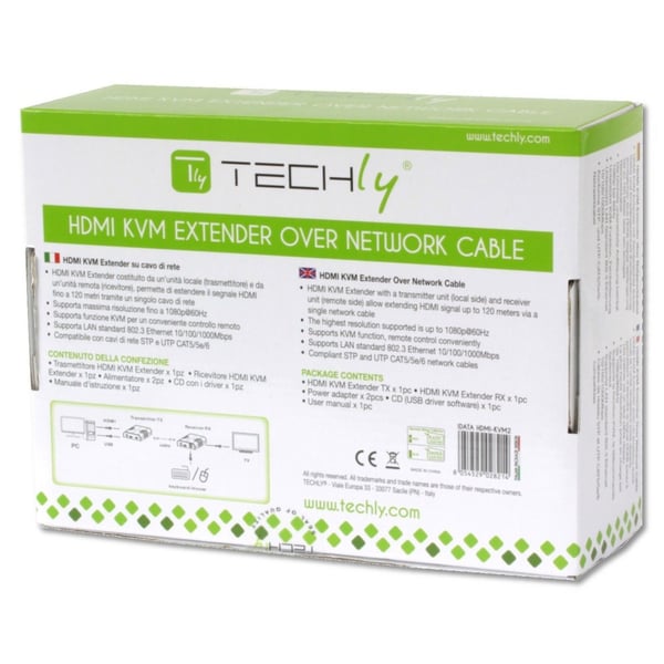 Techly IDATA HDMI-KVM2 KVM -kytkin Lähetin & vastaanotin