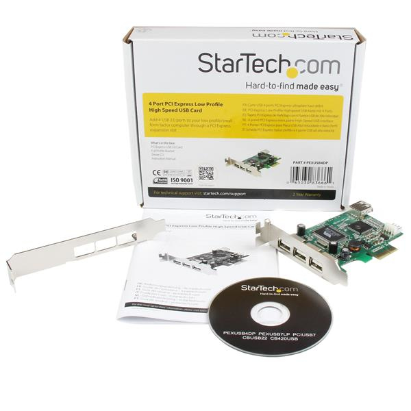 StarTech.com 4-portars USB 2.0 HighSpeed PCI Express Low Profile-gränssnittskort - 1 x USB 2.0 inte