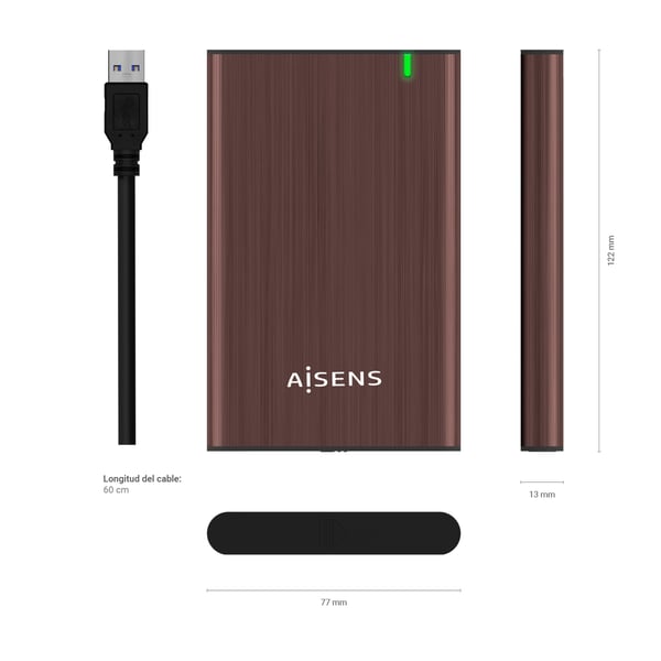 AISENS ASE-2525BWN drevkabinet HDD kabinet Brun 2.5"