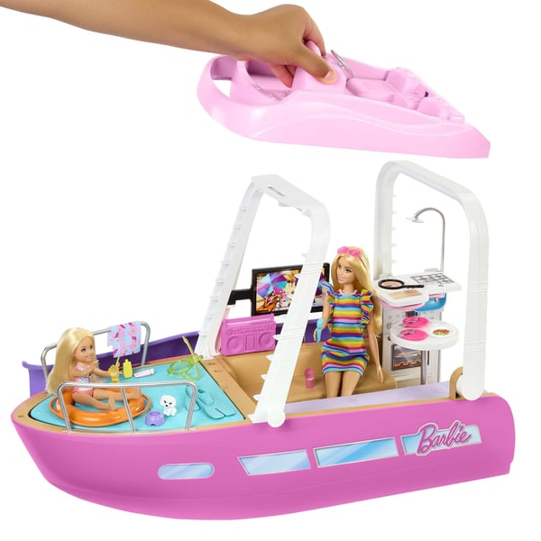 Barbie Dream Boat-lekset med pool, rutschkana och mer än 20 tillbehör
