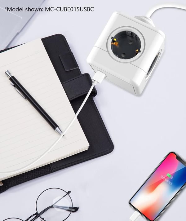 Microconnect MC-CUBE015USB stikdåse 1,5 m 4 AC stikkontakt(er) Indendørs Hvid