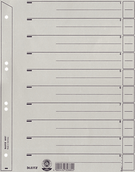 Leitz 60970085 välilehti Pahvi Harmaa 1 kpl