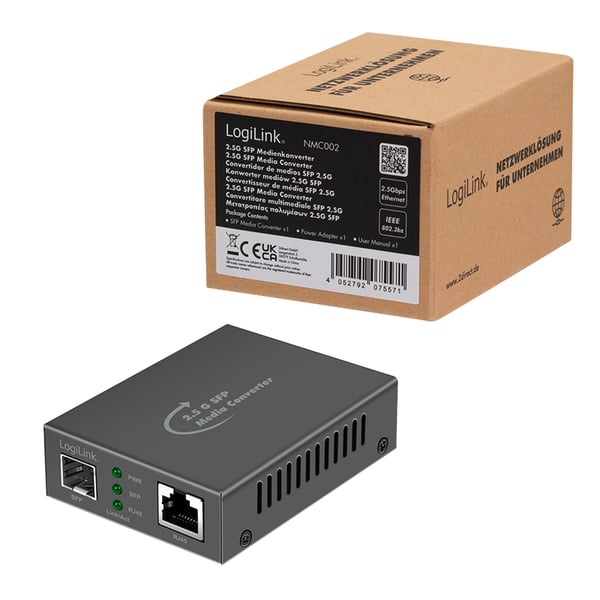 LogiLink NMC002 netværksomformer til medie 2500 Mbit/s Sort